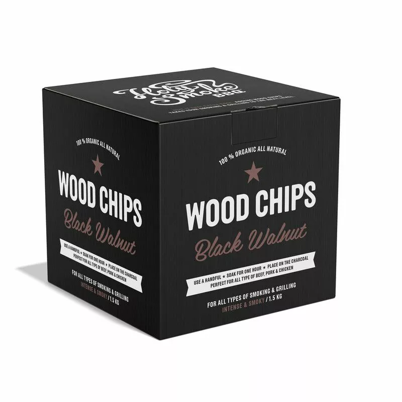 Holy Smoke BBQ Wood Chip Med Smak Svart Valnöt 1kg 3 Holy Smoke BBQ Wood Chip Med Smak Svart Valnöt 1kg