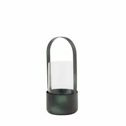 Broste Copenhagen Lantern "Ronia" Järn / Glas Svart / Grön