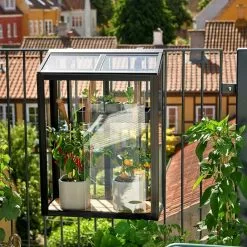 Juliana Urban Balkong Växthus Härdat Glas Svart 0,16 M²